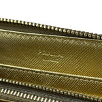Prada Metallic Gold Saffiano Leather Zip-Around Wallet