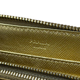 Prada Metallic Gold Saffiano Leather Zip-Around Wallet