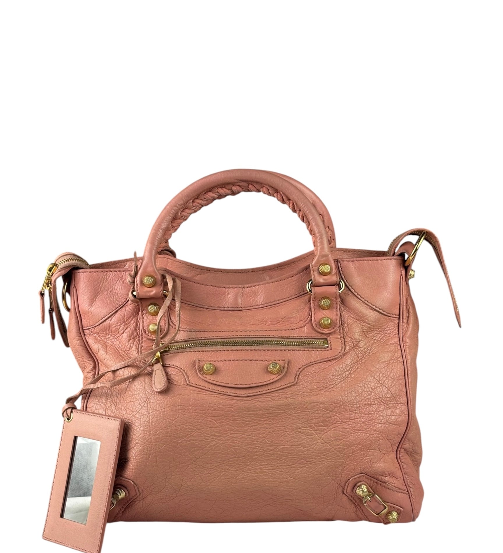 Balenciaga Light Pink Leather Classic Moto City Bag