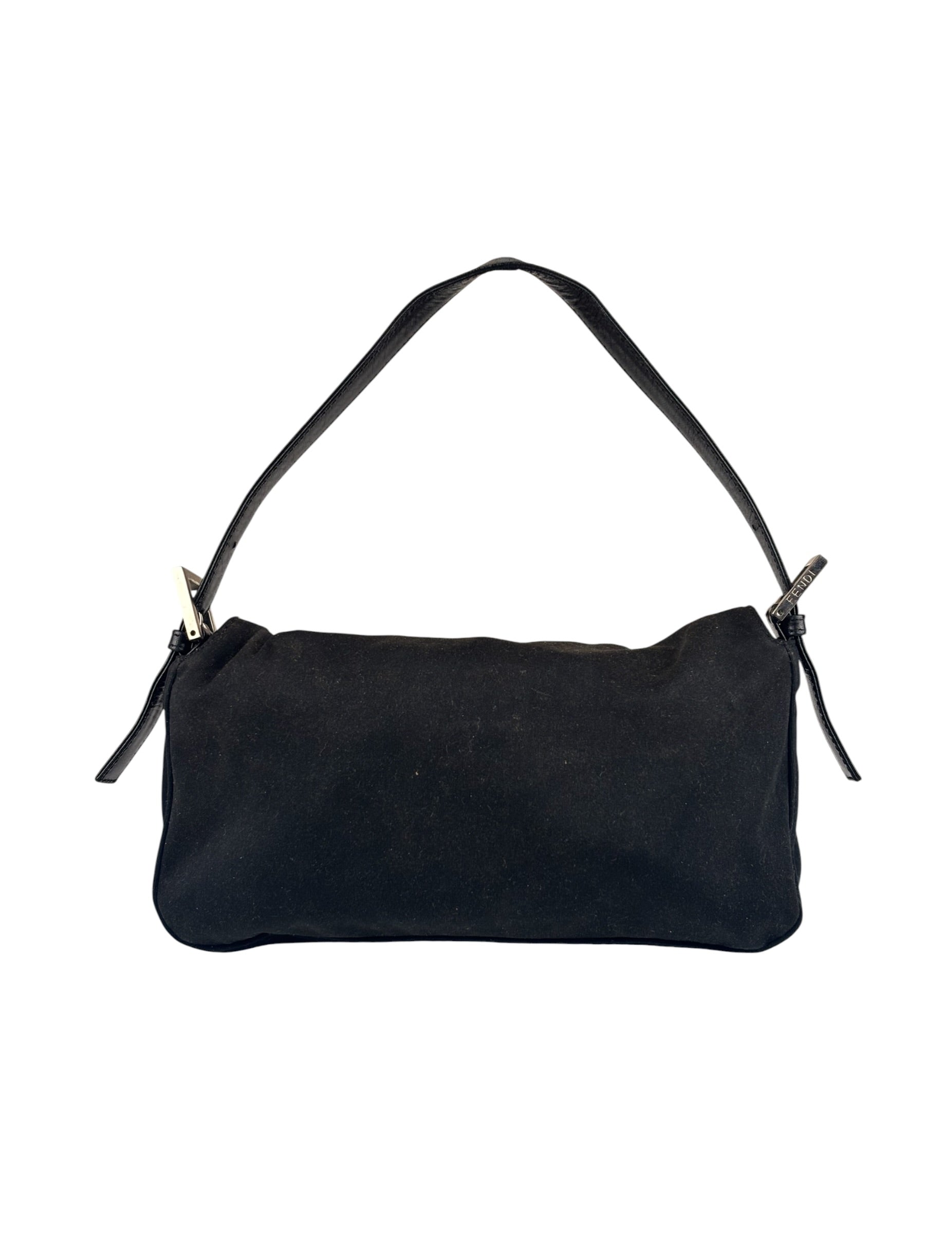 Fendi Black Nylon Mamma Baguette Handbag