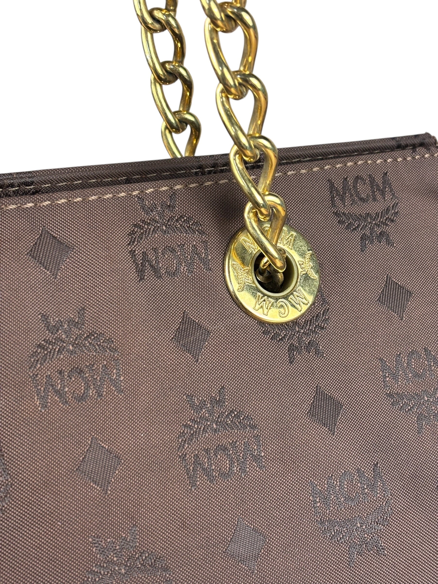 MCM Brown Nylon/Leather Visetos Monogram Shoulder/Tote Bag