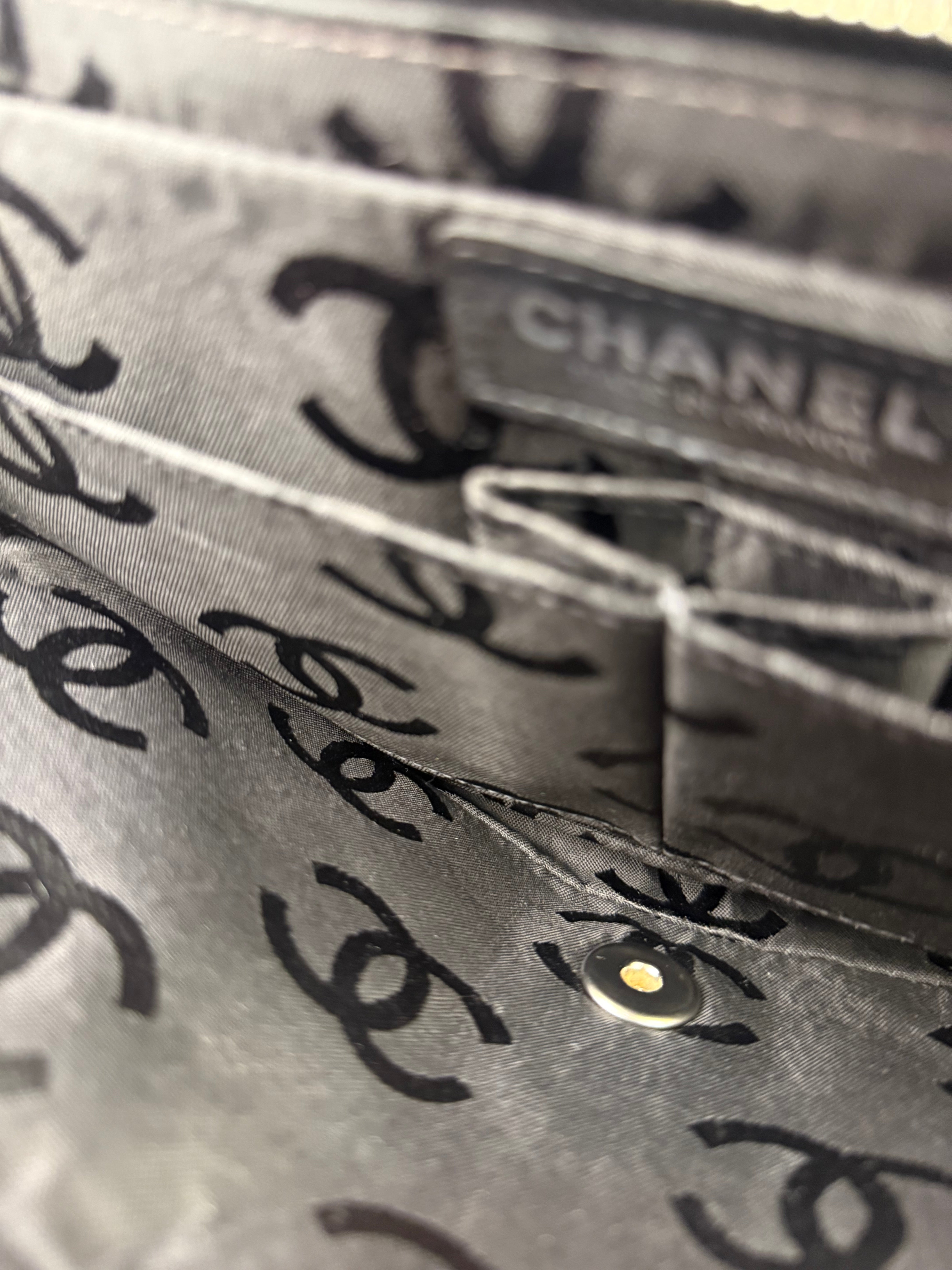Chanel Black Nylon Chocolate Bar Chain Flap Bag 2002