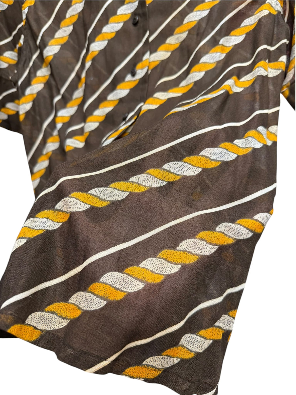 90s Christian Dior Dagger Loop Collar Cotton Rope Print Sleeve Shirt