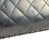 Chanel Metallic Silver Quilted Chain Around Clutch Shoulder Bag 2011