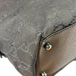 Gucci Black Leather Trim GG Top Handle Bag