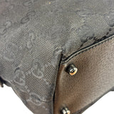 Gucci Black Leather Trim GG Top Handle Bag