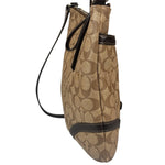 Coach Brown Leather Trim Signature Peyton File Crossbody