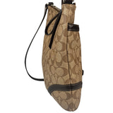 Coach Brown Leather Trim Signature Peyton File Crossbody