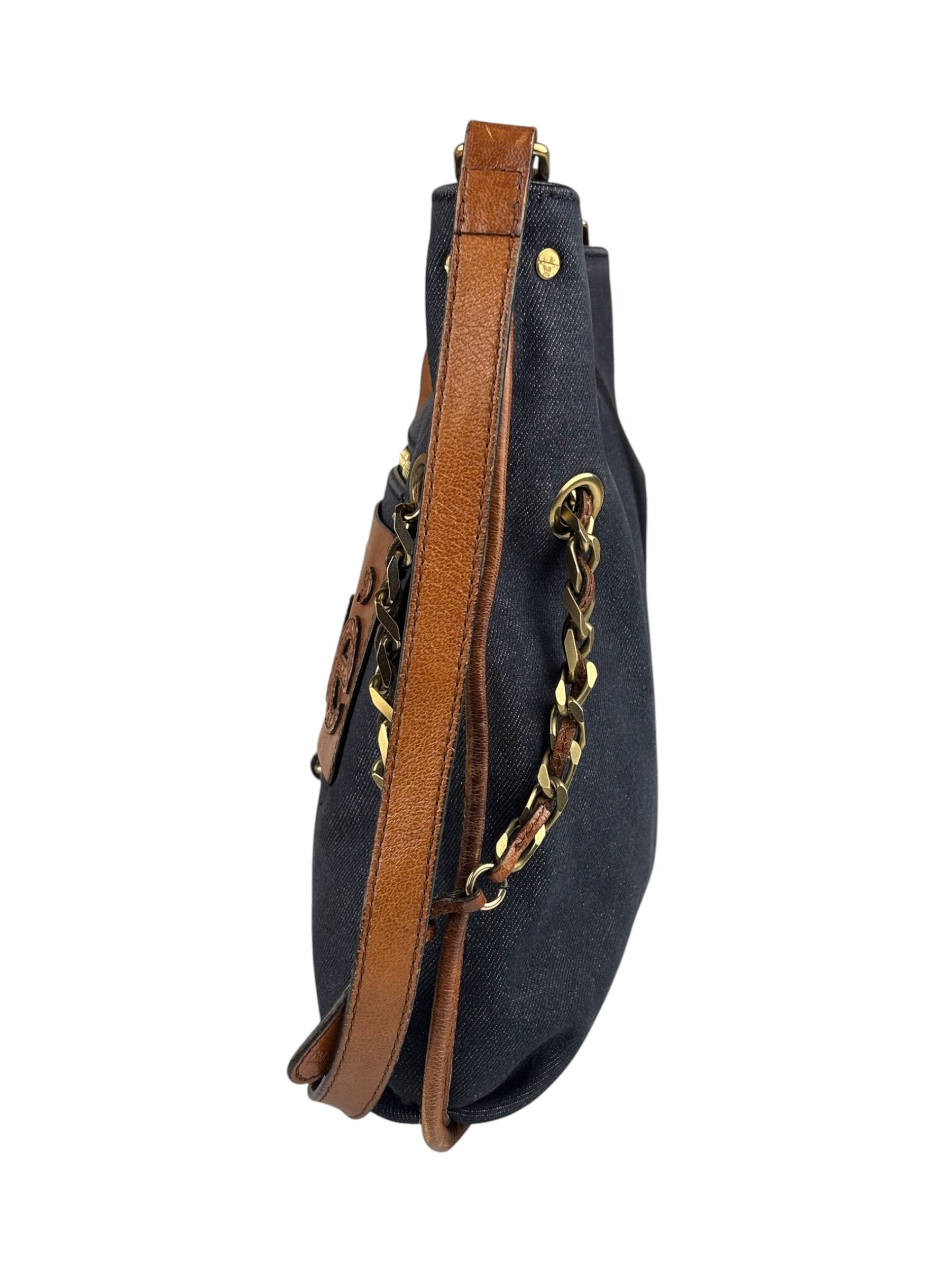 Chloe Dark Gray/Blue Harley Denim/Leather Crossbody Bag