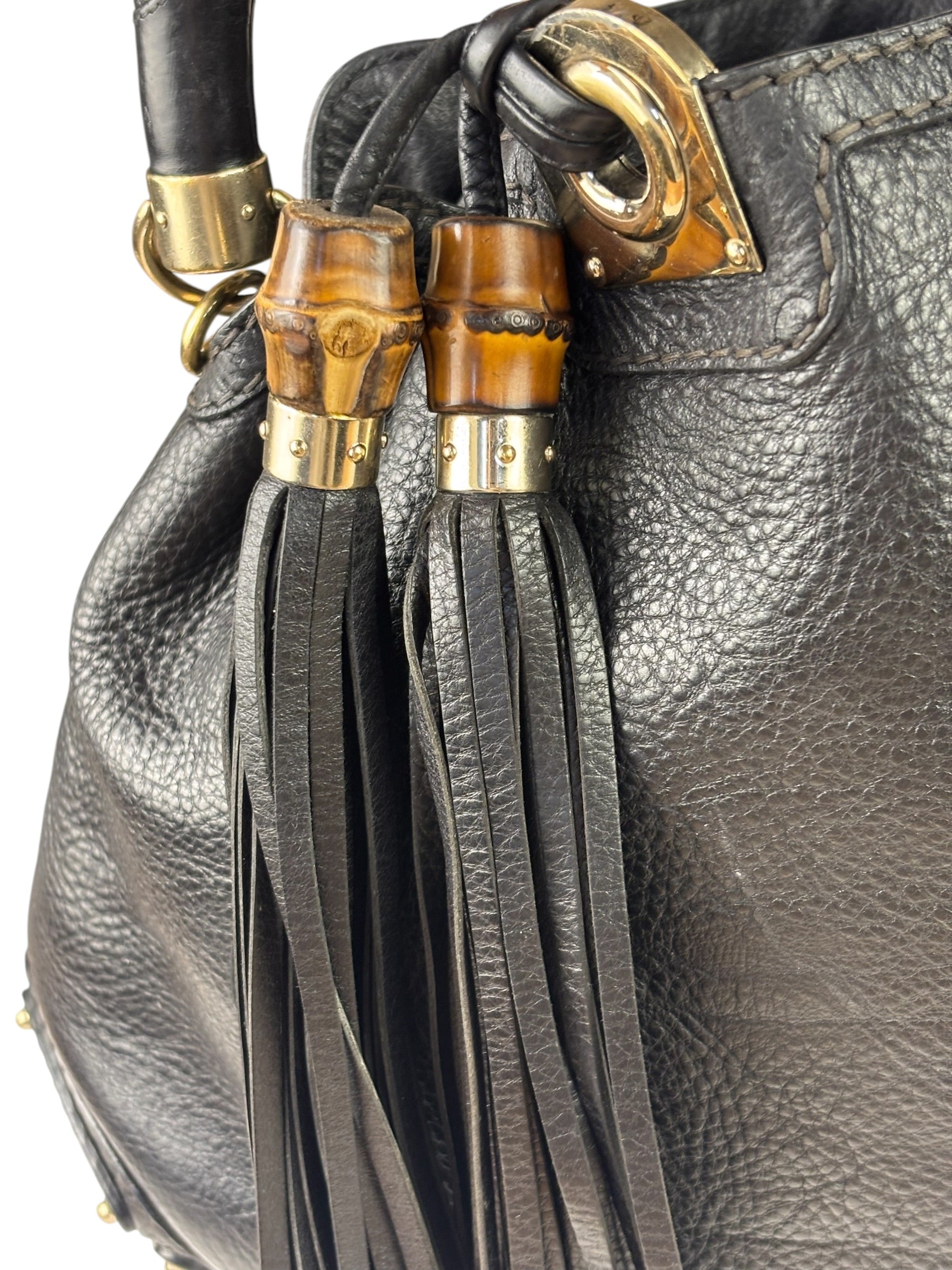 Gucci Black Leather Indy Hobo Bag