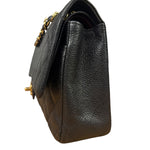 Chanel Black Quilted Leather Chain Double Leather Flap Bag 2012