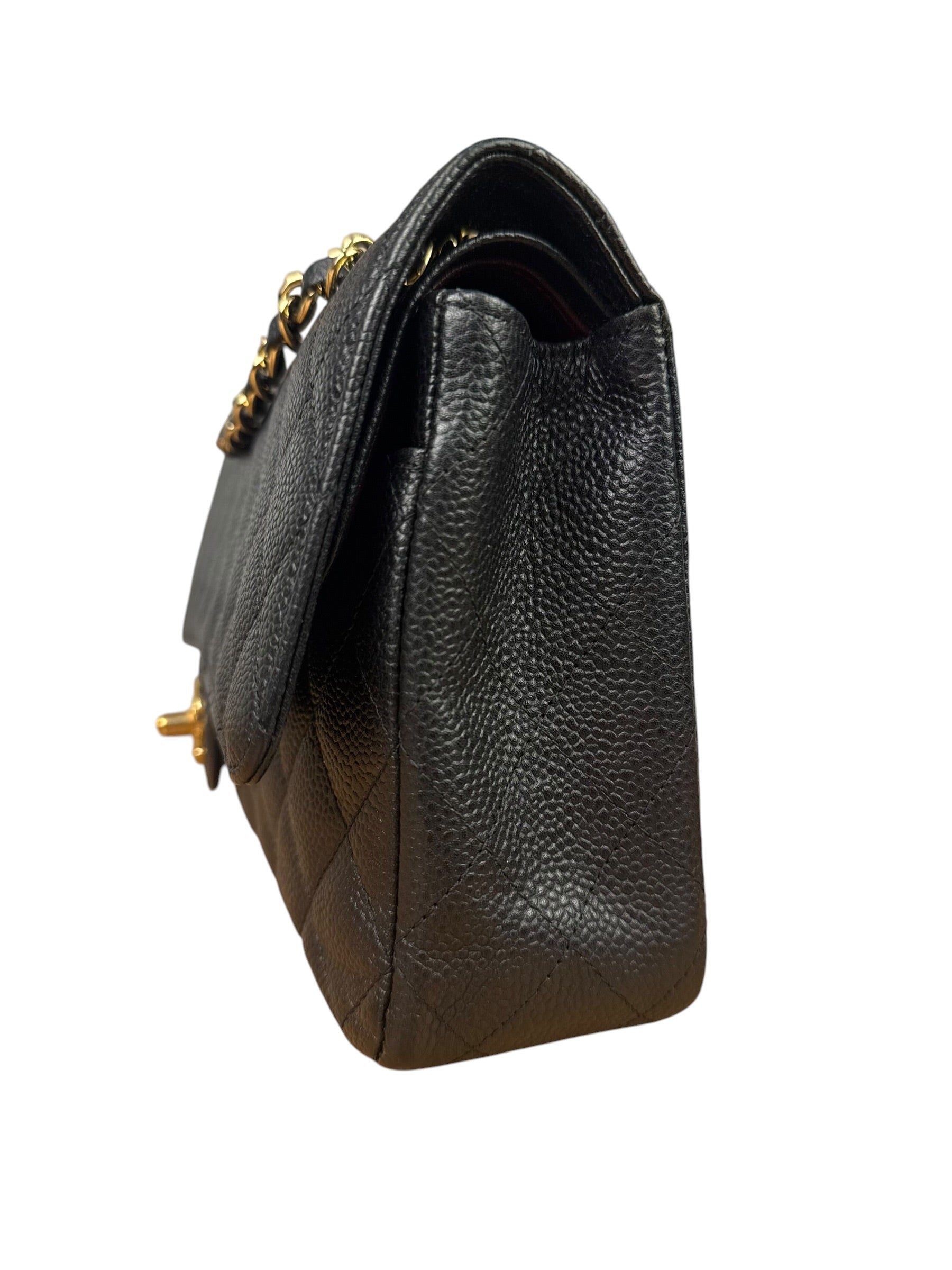 Chanel Black Quilted Leather Chain Double Leather Flap Bag 2012
