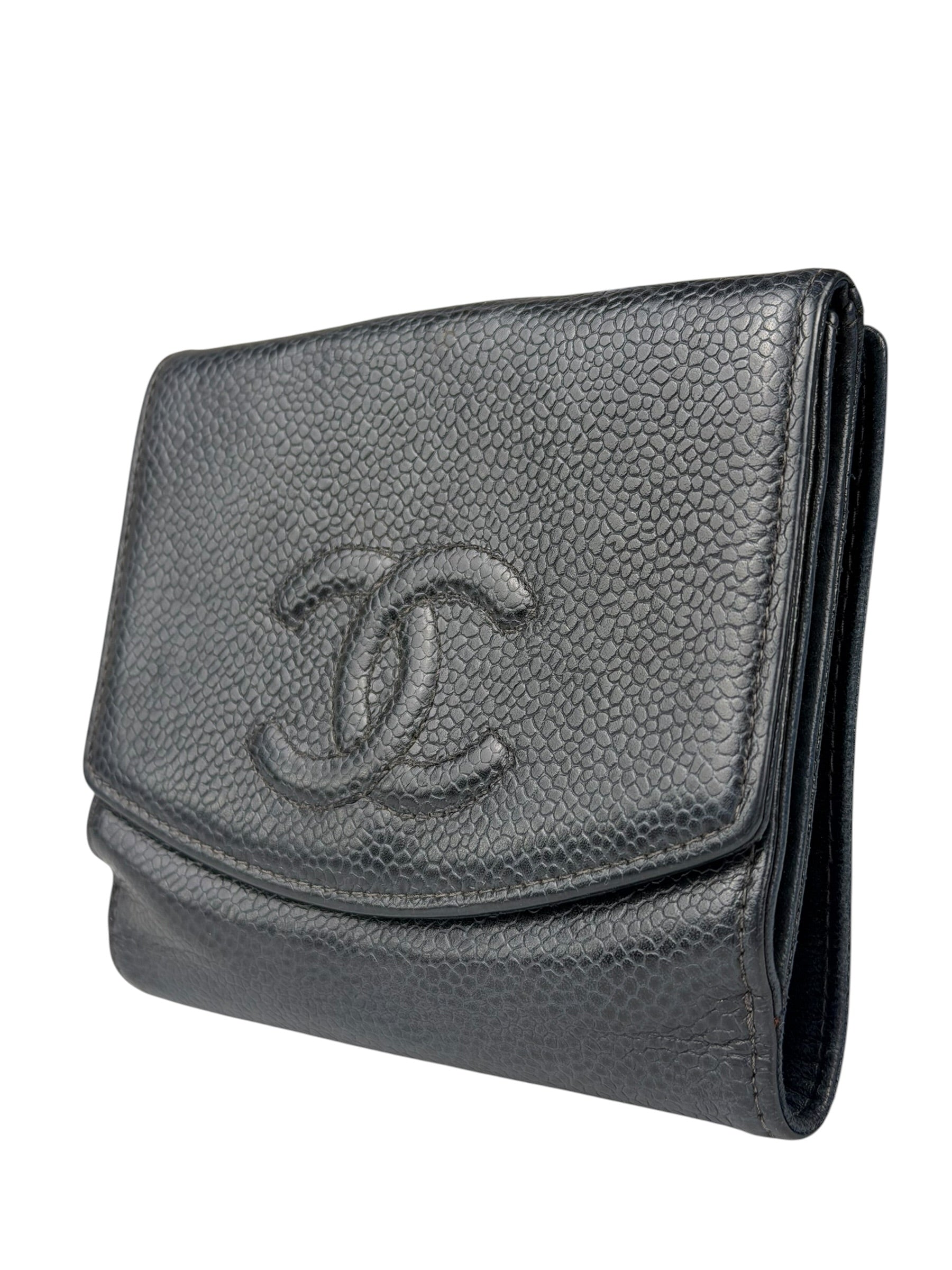 Chanel Navy Blue Leather Caviar Wallet