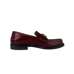 Gucci Burgundy Leather Double G Logo Loafers