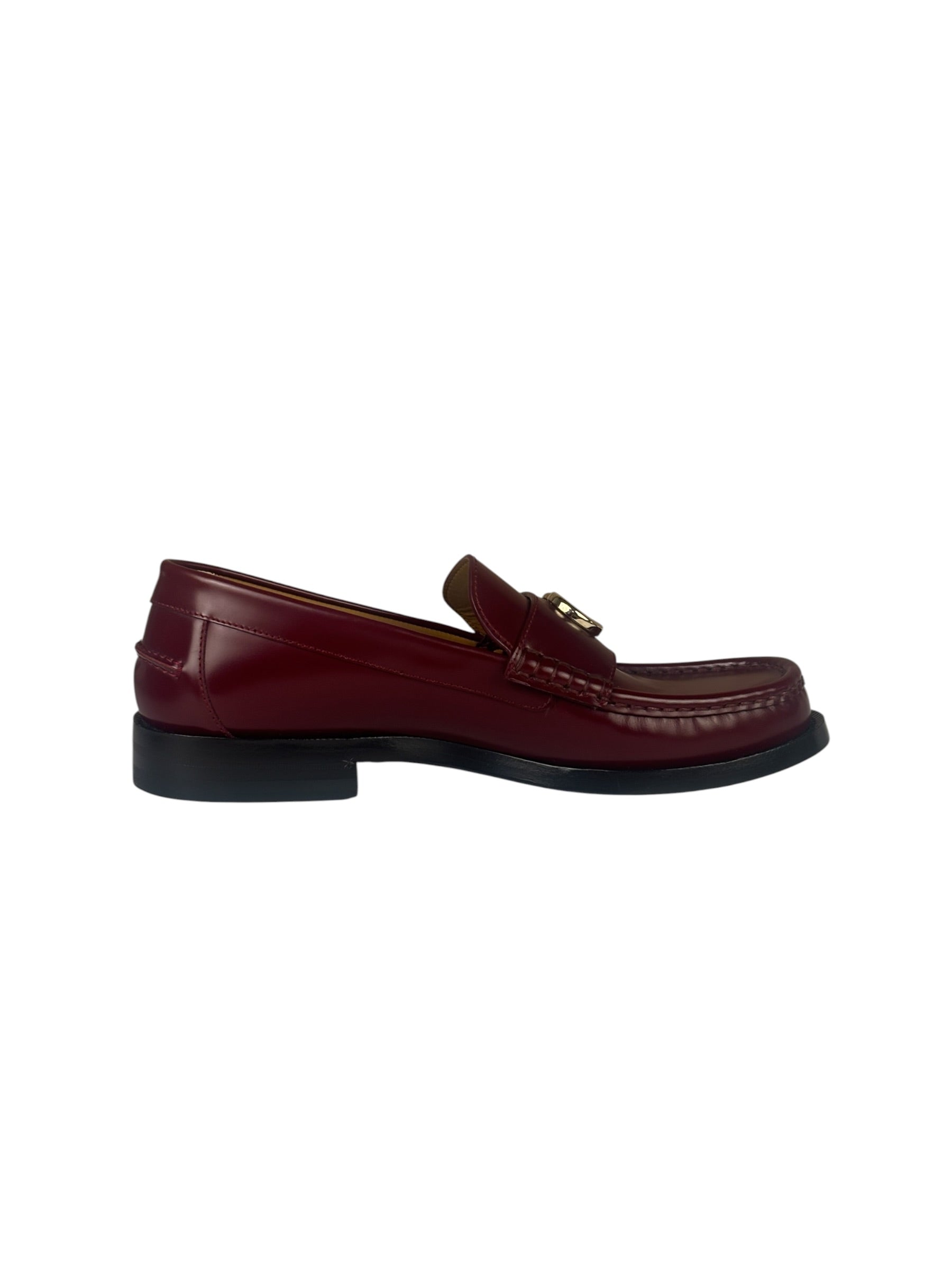 Gucci Burgundy Leather Double G Logo Loafers