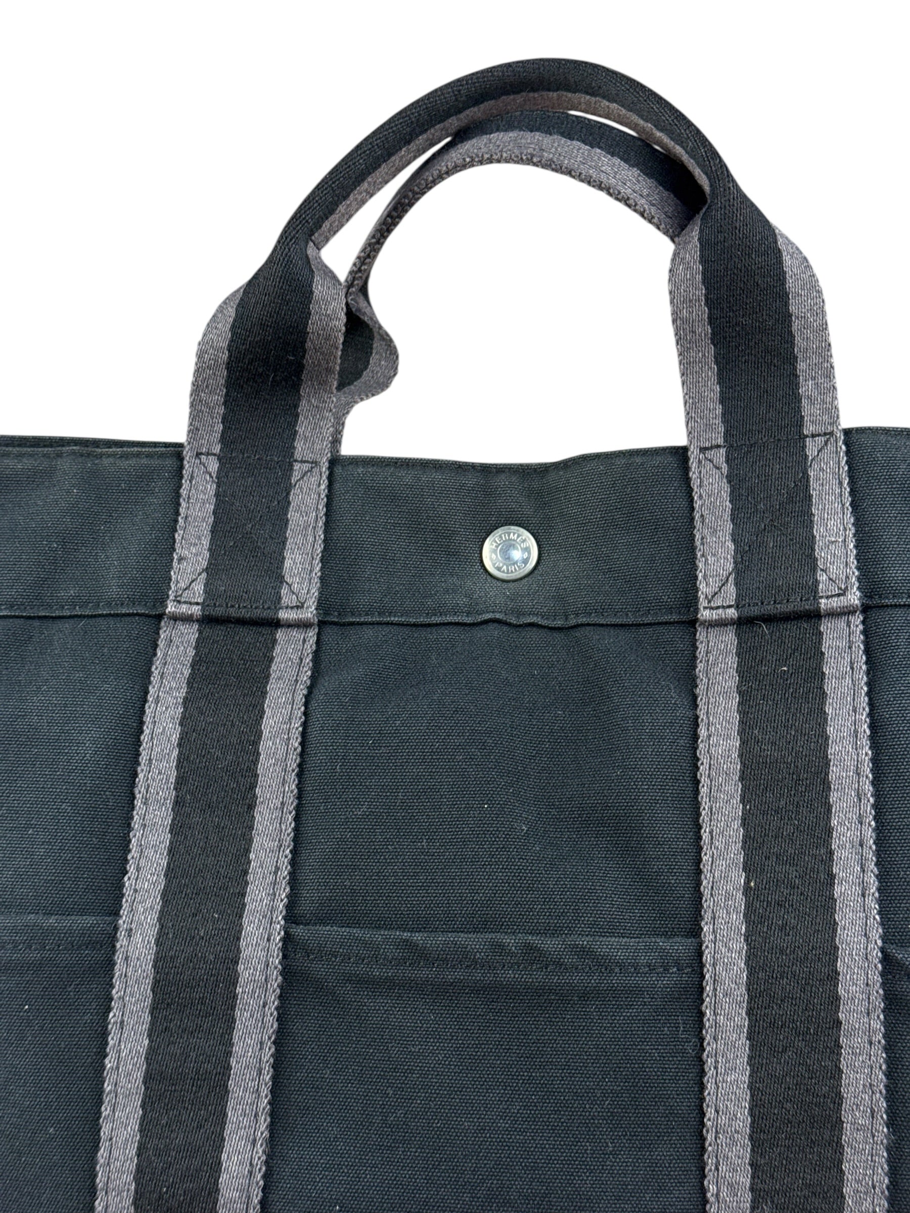 Hermes Fourre-Tout MM Canvas Black Tote