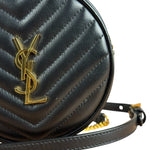 Saint Laurent Round Vinyle Quilted Shoulder Bag Black