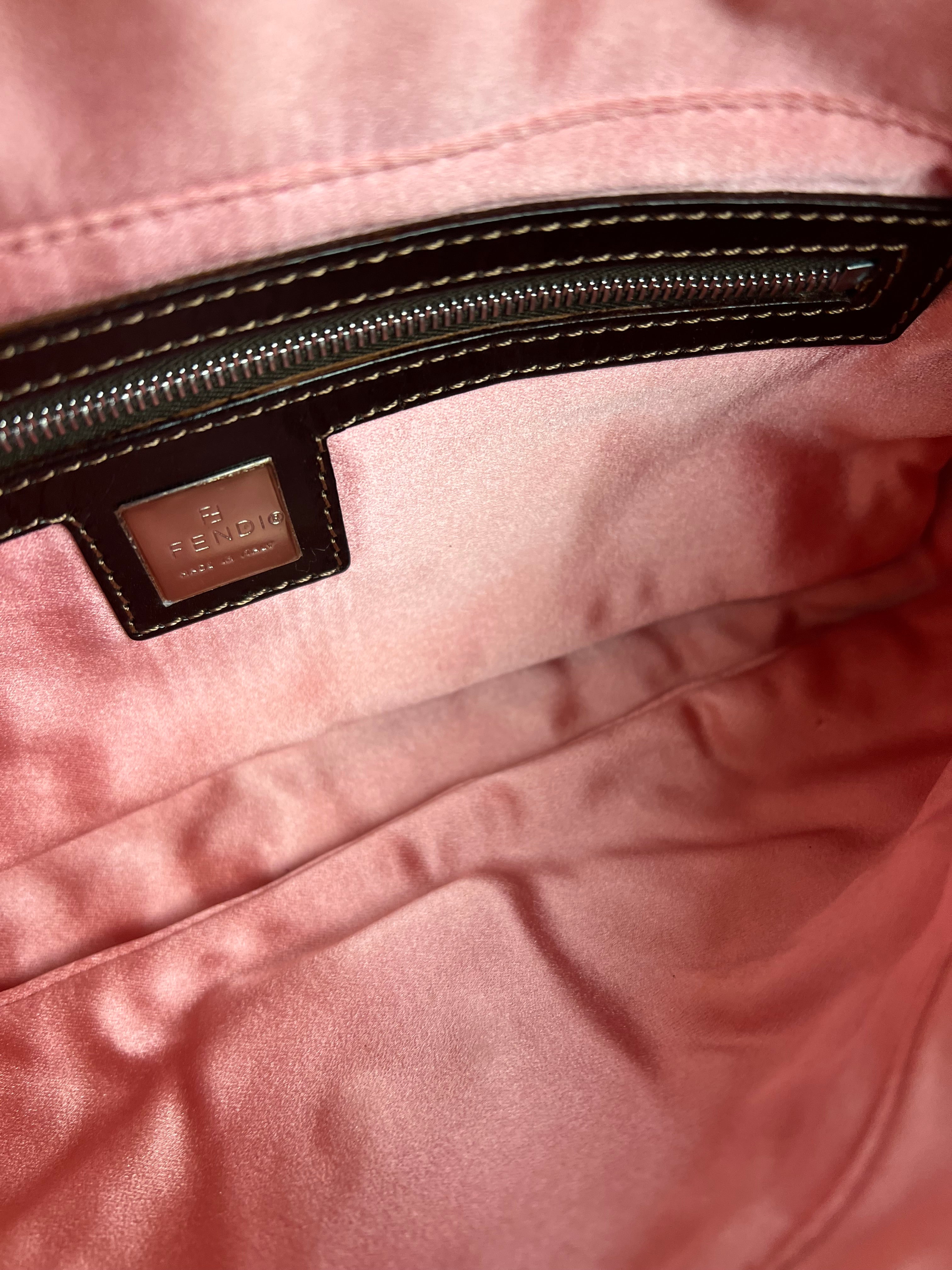 Fendi Canvas Baguette Dark Brown Beaded