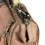 Prada Soft Dusty Rose Tessuto Nylon Snakeskin Trim Multi-Pocket Shoulder Bag