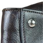 Prada Dark Brown Calf Leather Glace Twin-Pocket Tote