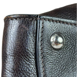 Prada Dark Brown Calf Leather Glace Twin-Pocket Tote