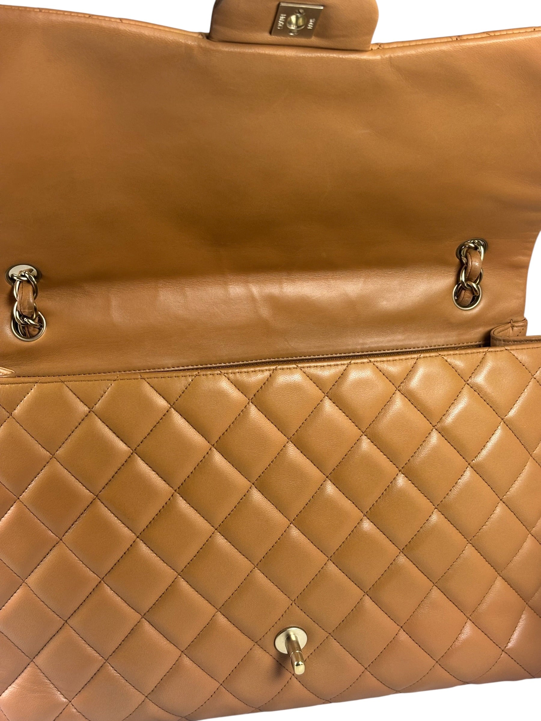 Chanel Caramel Brown Quilted Lambskin Large Shoulder Bag 2009