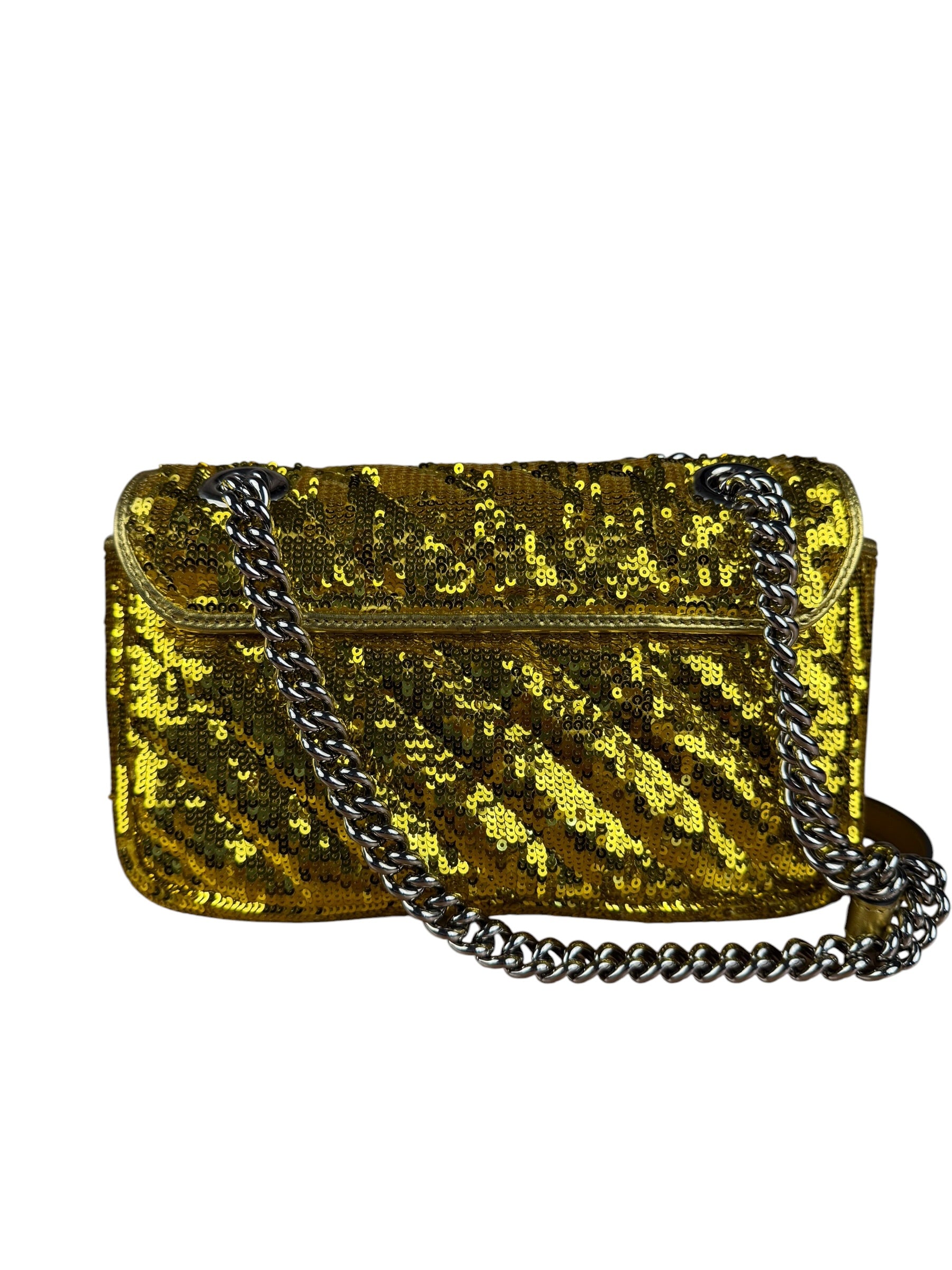 Gucci GG Marmont Gold Sequin Chain Shoulder Bag