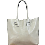 Brunello Cucinelli Ivory Grained Leather Tote Bag