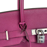Hermes 2013 Plum Clemence Leather Palladium Birkin 35
