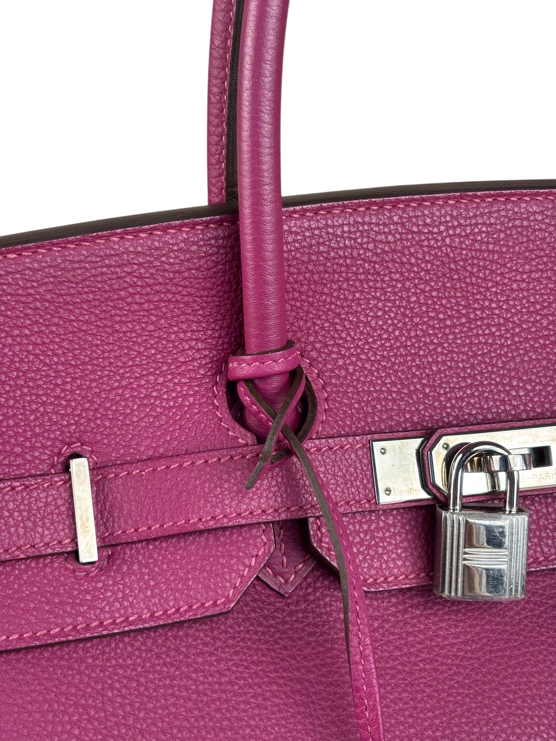 Hermes 2013 Plum Clemence Leather Palladium Birkin 35