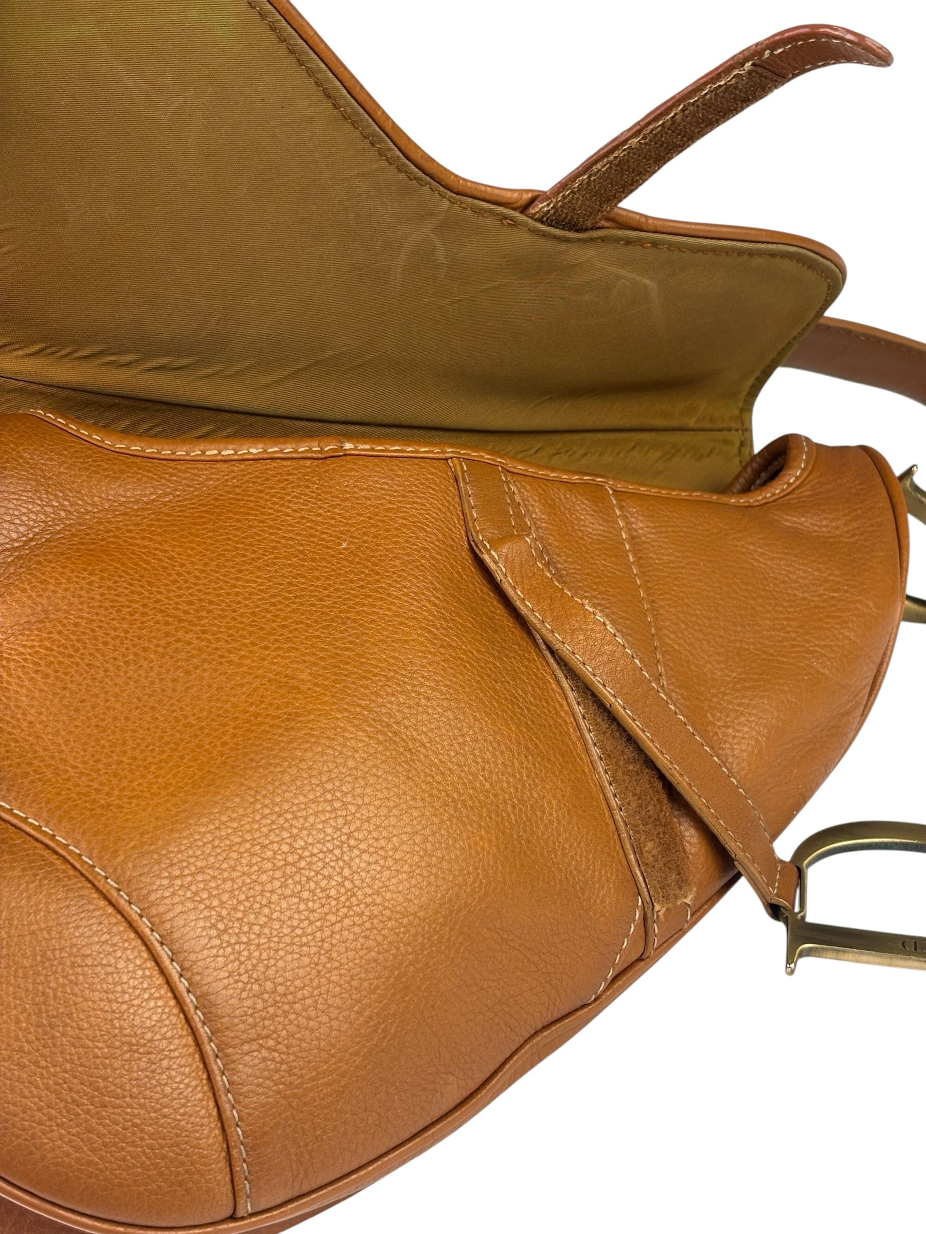 Christian Dior Tan Brown Leather Medium Saddle Bag