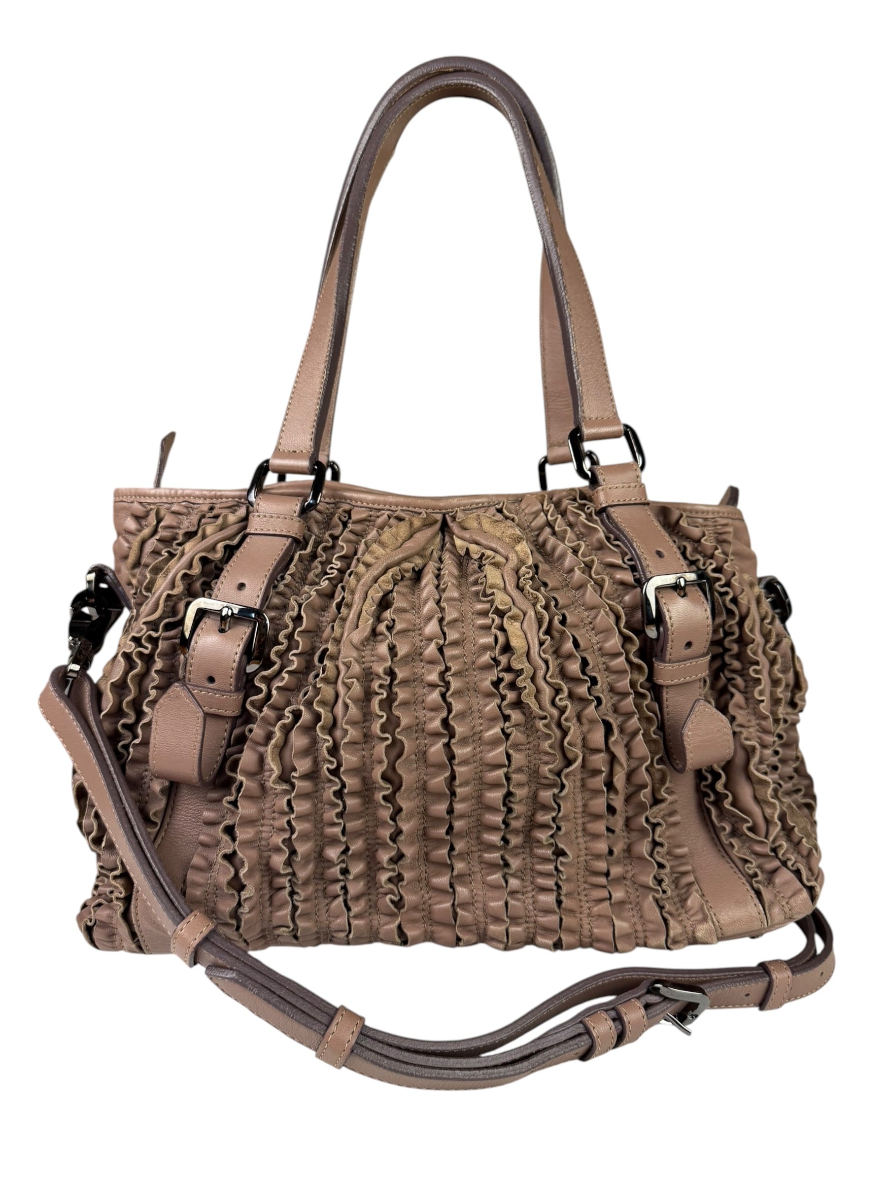 Burberry Purple Leather Ruffled Lowery Bag