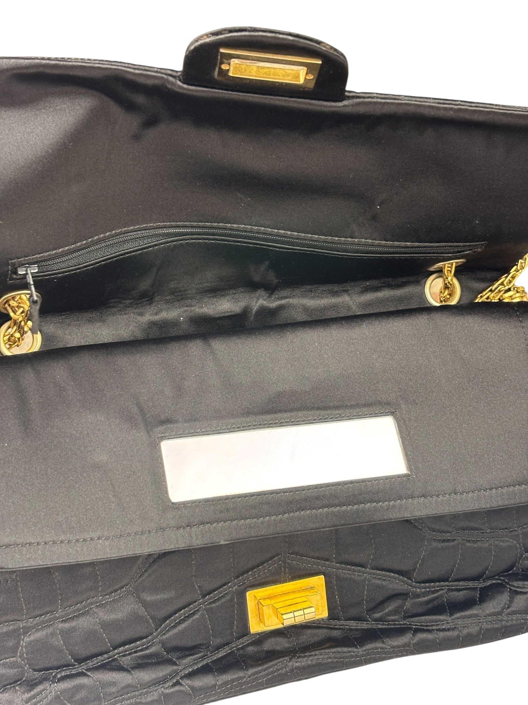 Chanel Black Matelasse Silk Double Flap Bag 2006