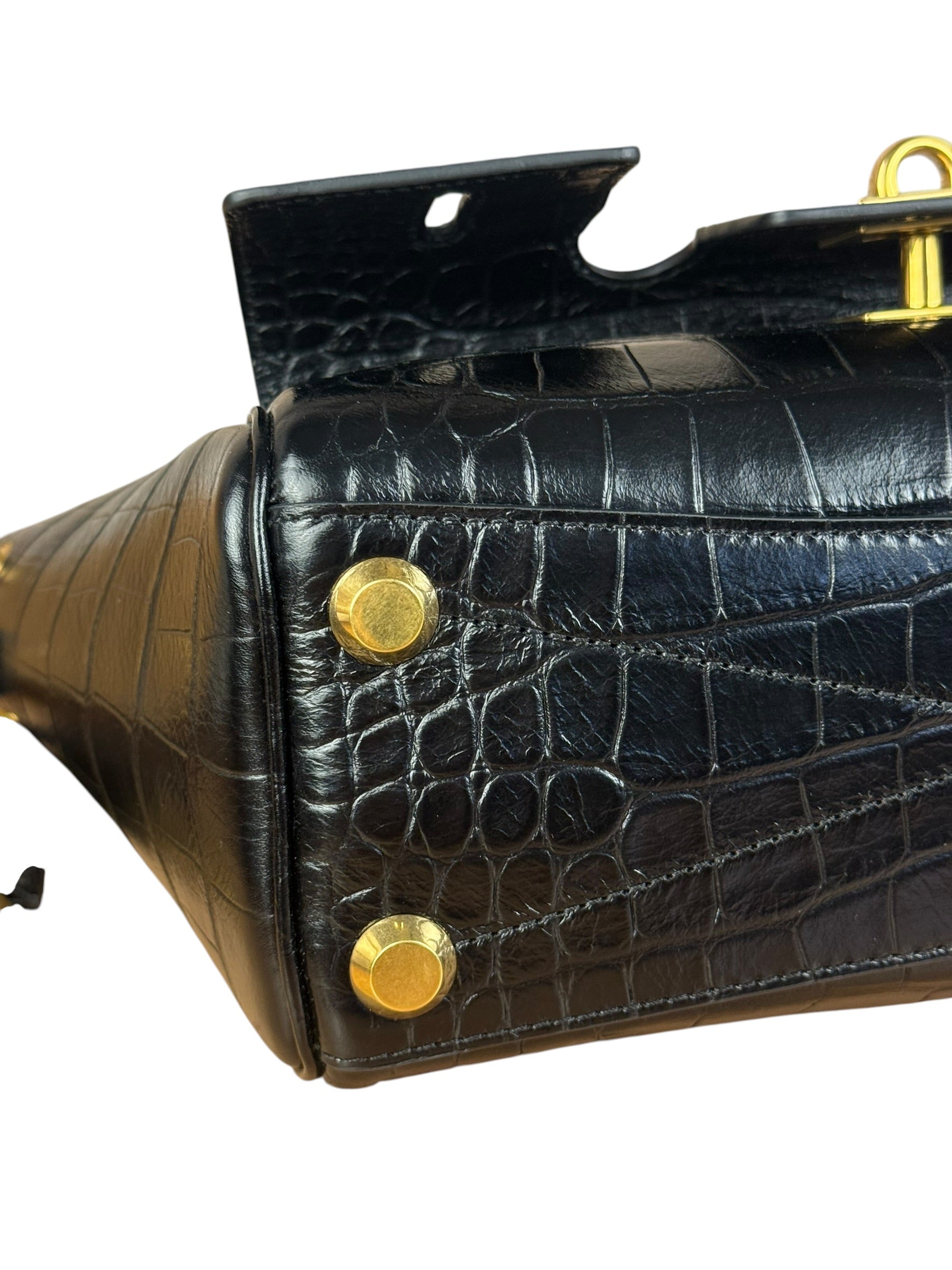 Balenciaga Black Leather Mini Bel Air Carry All Two-Way Bag
