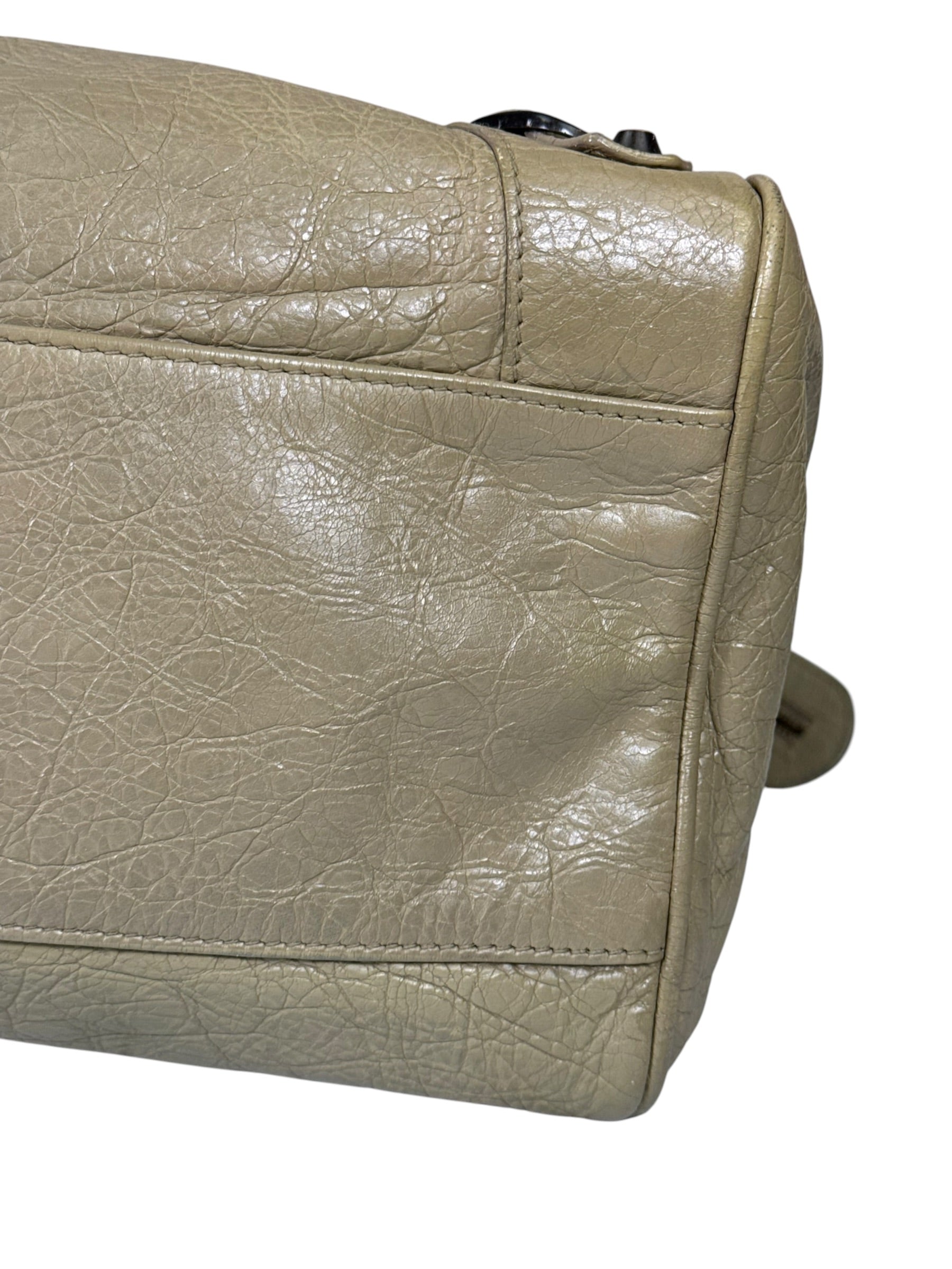 Balenciaga Olive Lambskin Velo Moto Two-Way Bag