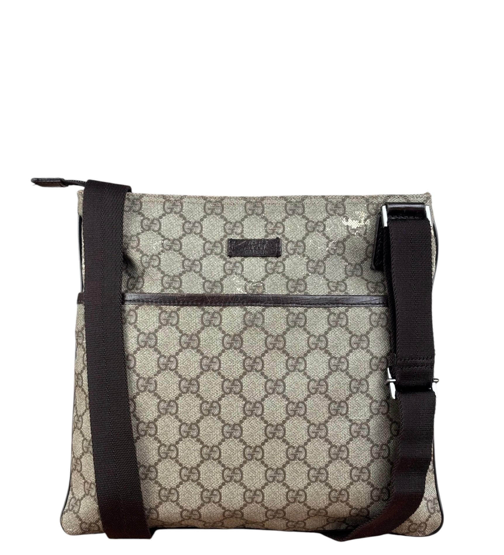 Gucci GG Supreme Canvas Flat Messenger Bag