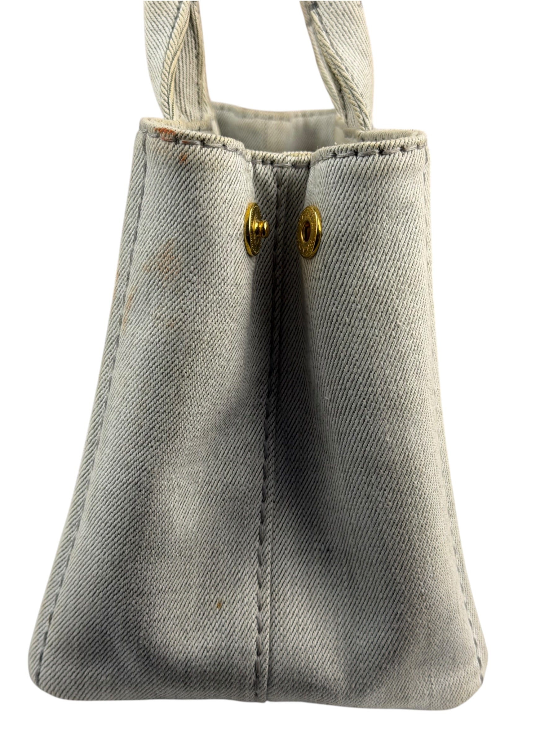 Prada Grey Denim Canapa Logo Tote