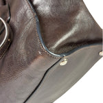Prada Dark Brown Calf Leather Glace Twin-Pocket Tote