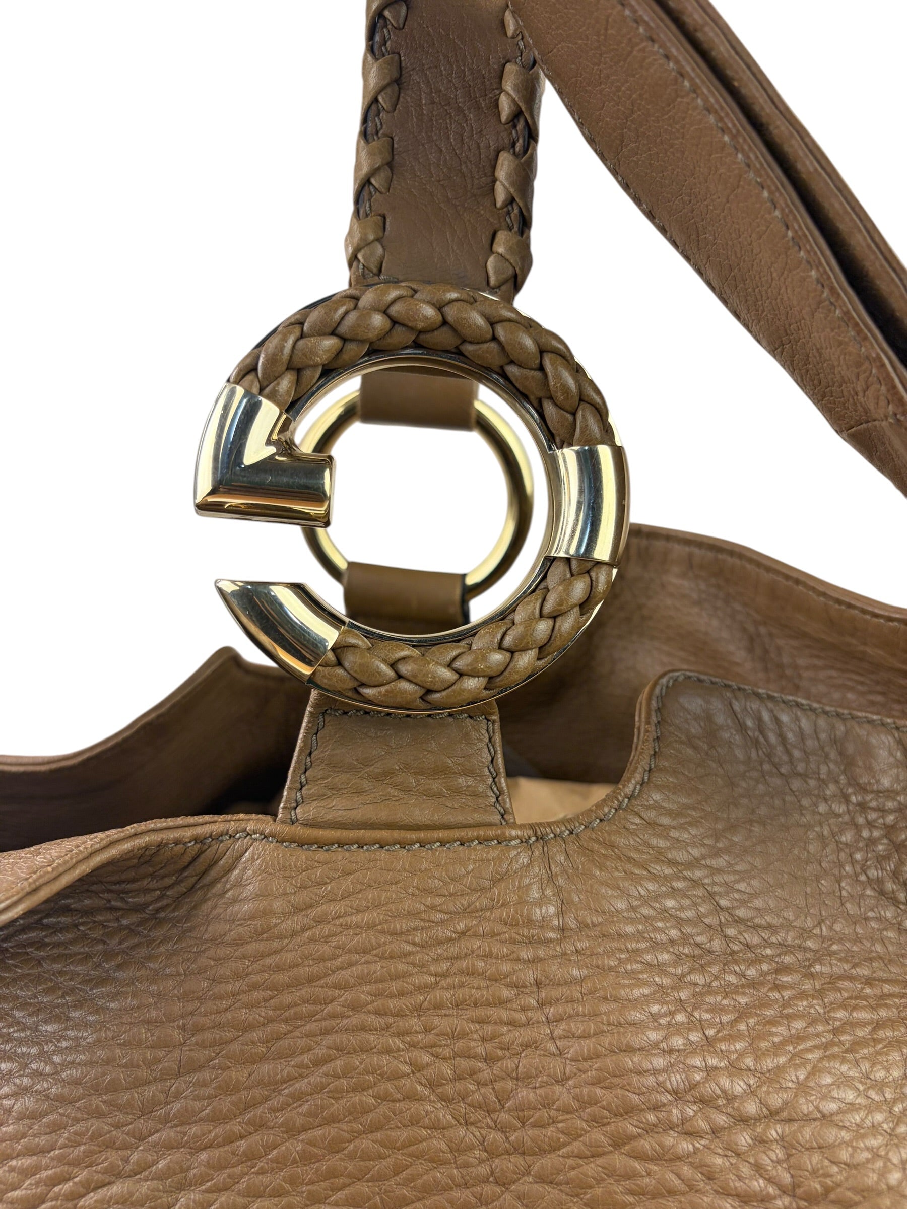 Gucci Tan Brown Leather Wave Hobo Bag