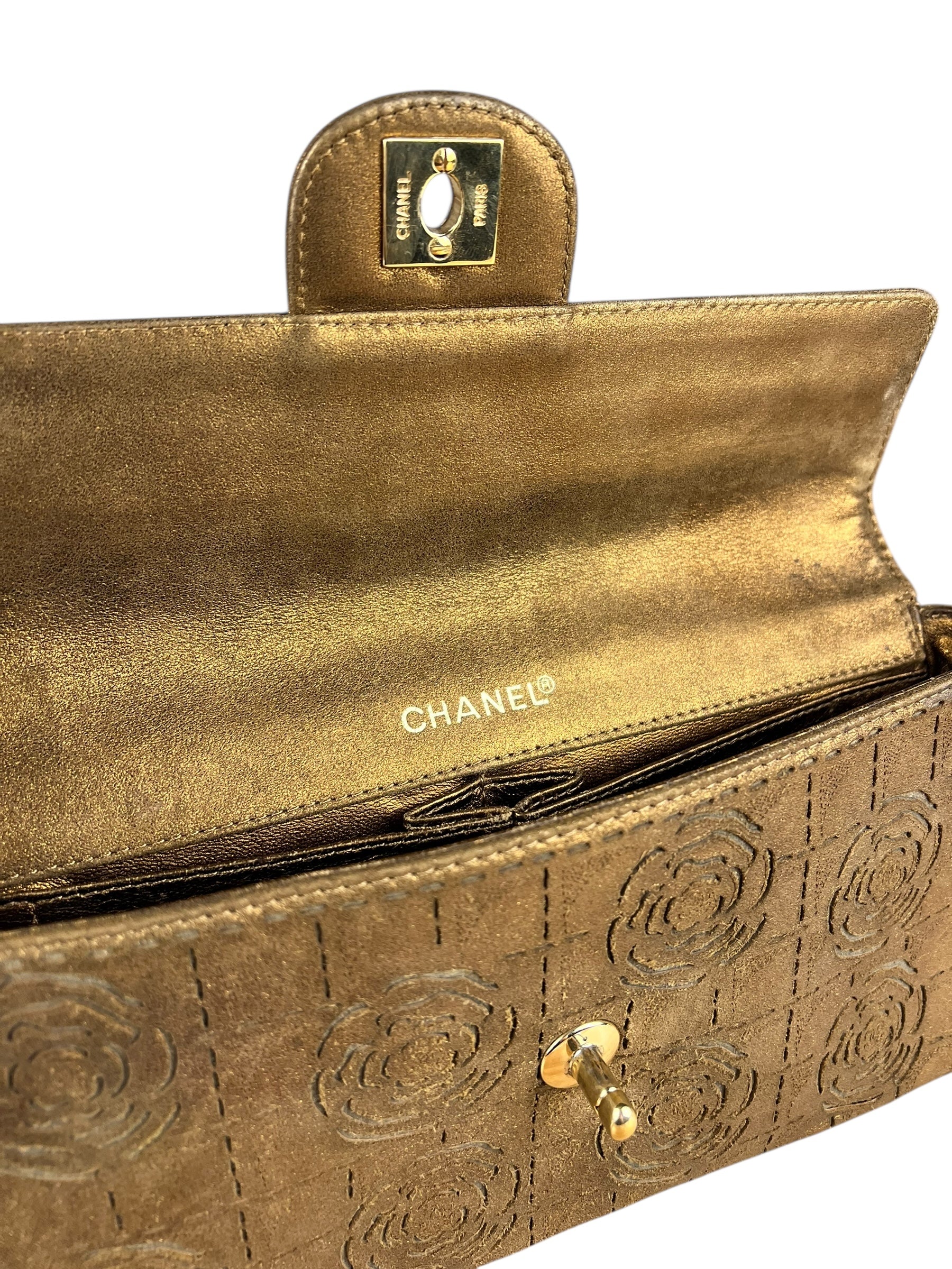 Chanel 2002 Gold Retro Tale East West Chain Flap