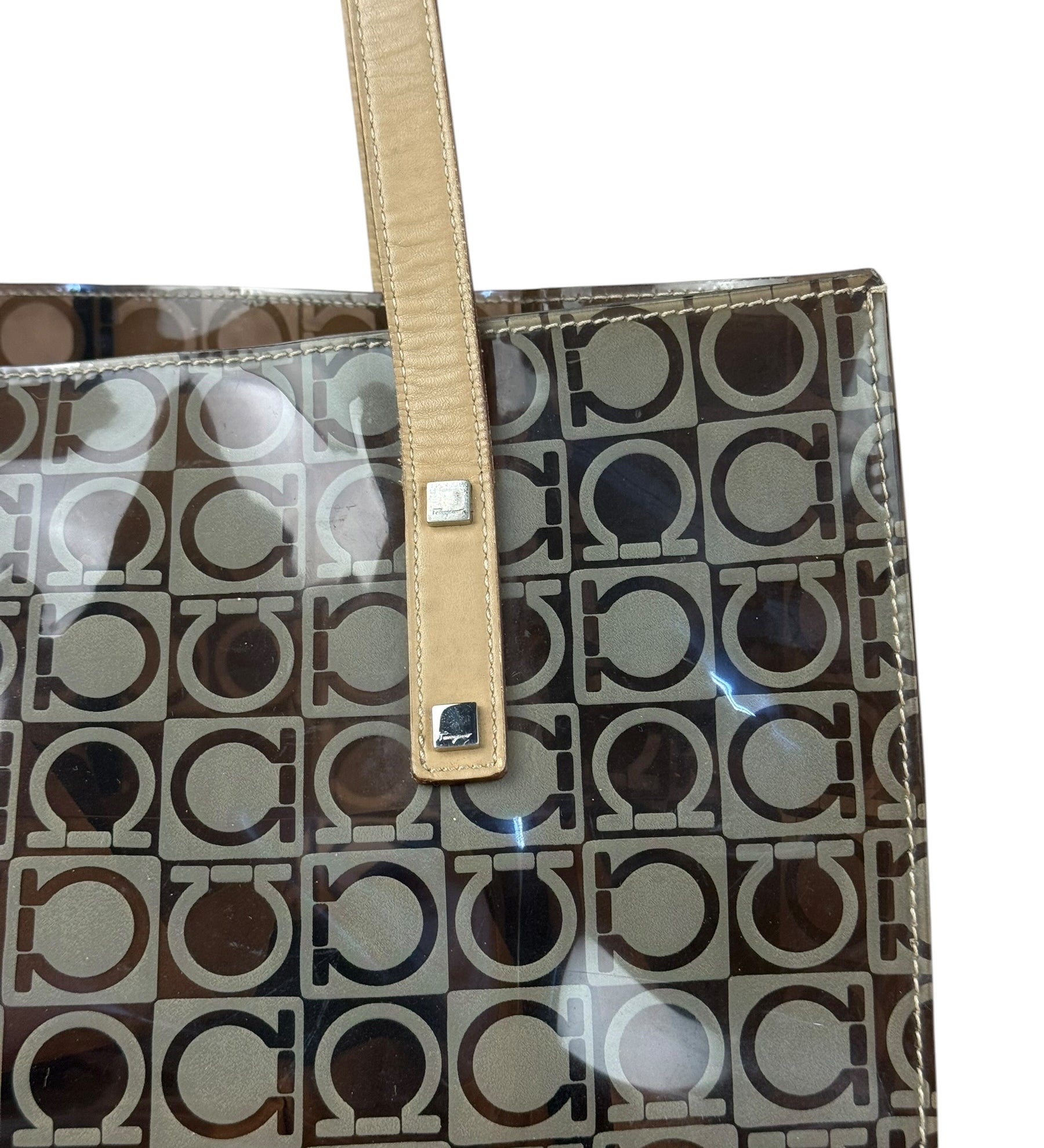 Salvatore Ferragamo Gancini Vinyl Tote/Hand Bag
