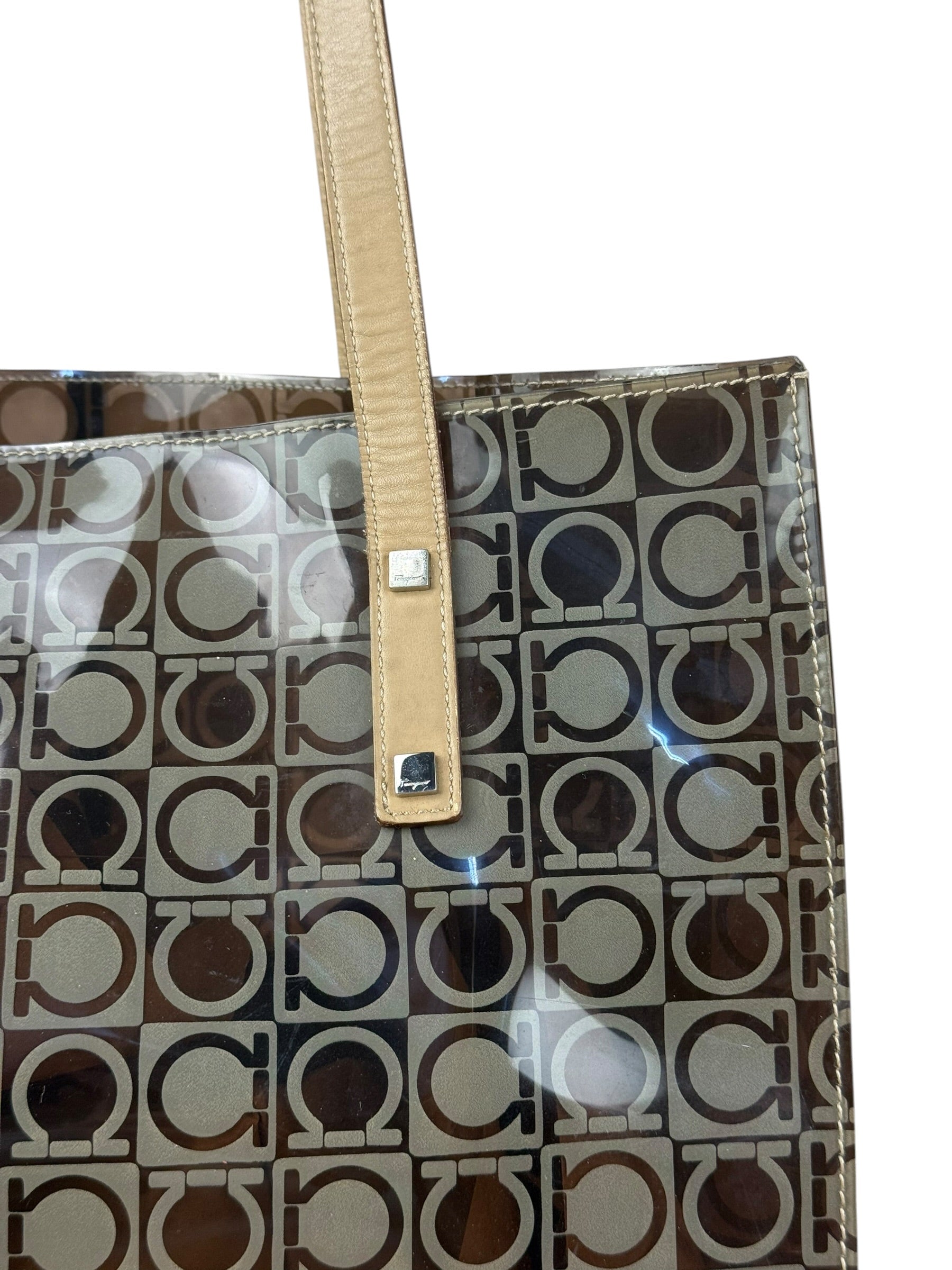 Salvatore Ferragamo Gancini Vinyl Tote/Hand Bag