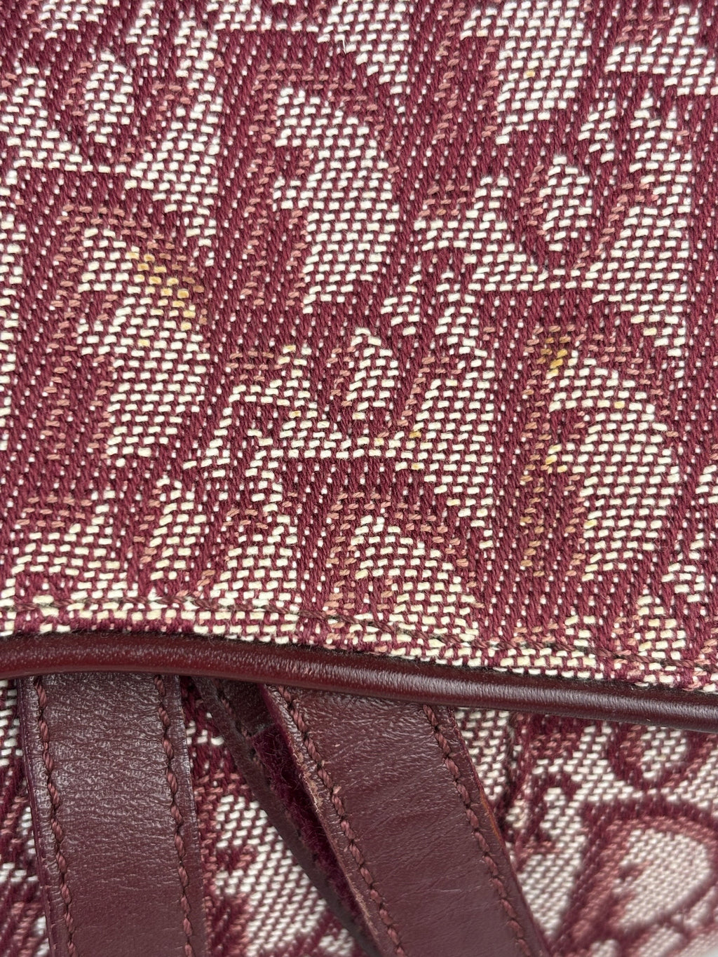 Christian Dior Burgundy Leather Oblique Saddle Handbag