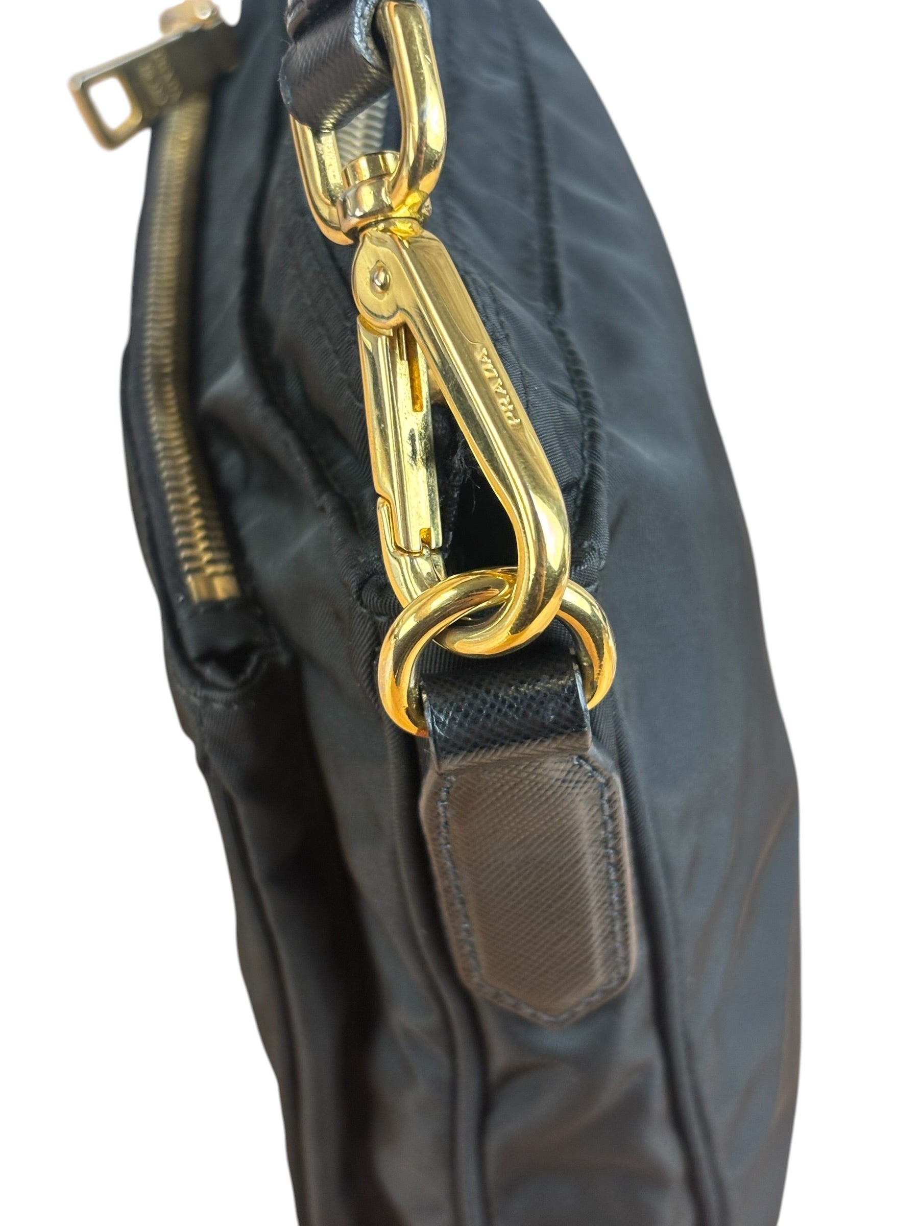 Prada Black Tessuto Nylon Leather Trim Crossbody Shoulder Bag