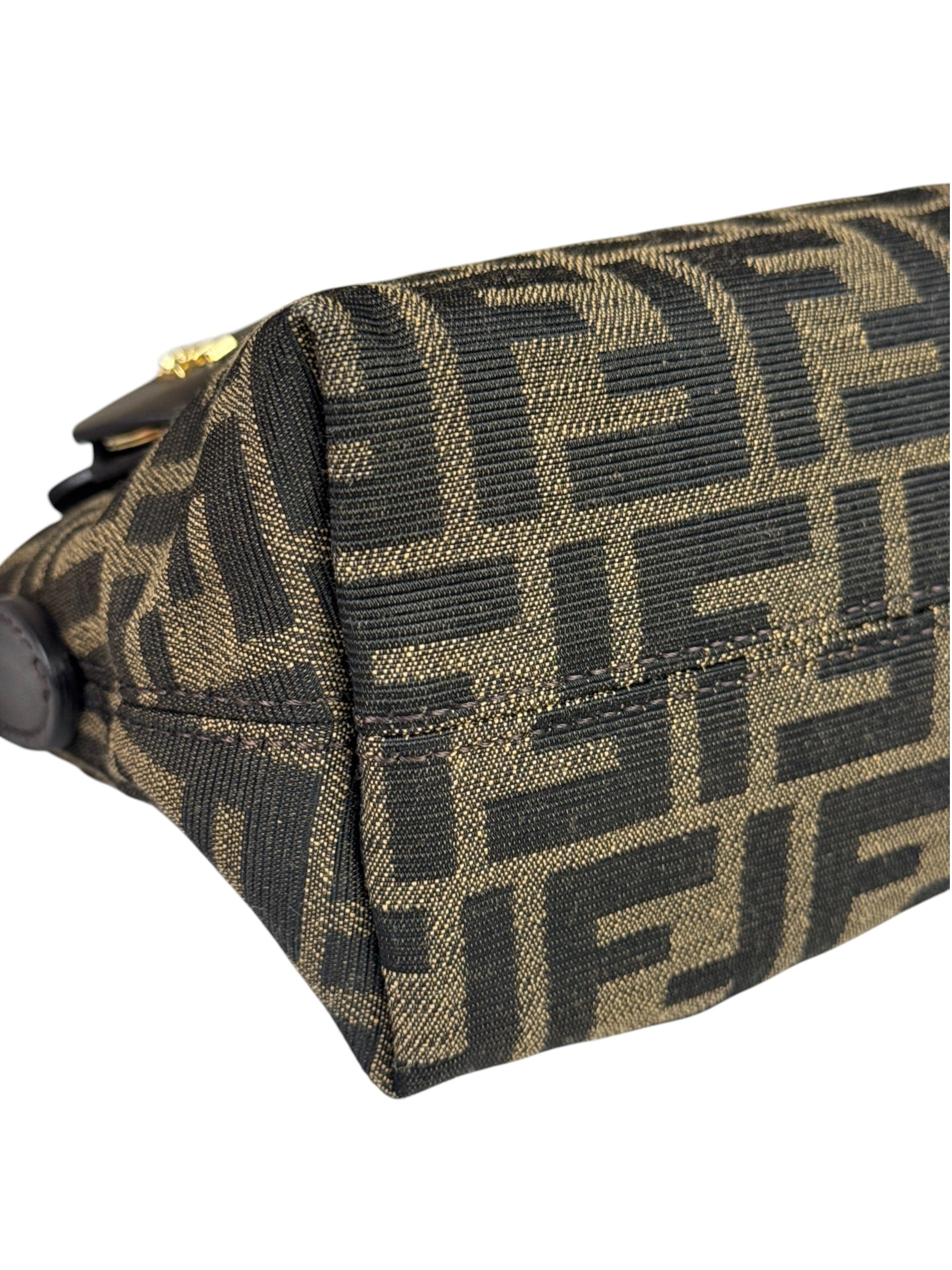 Fendi Brown Leather Trim Zucca By The Way Soft Mini Crossbody