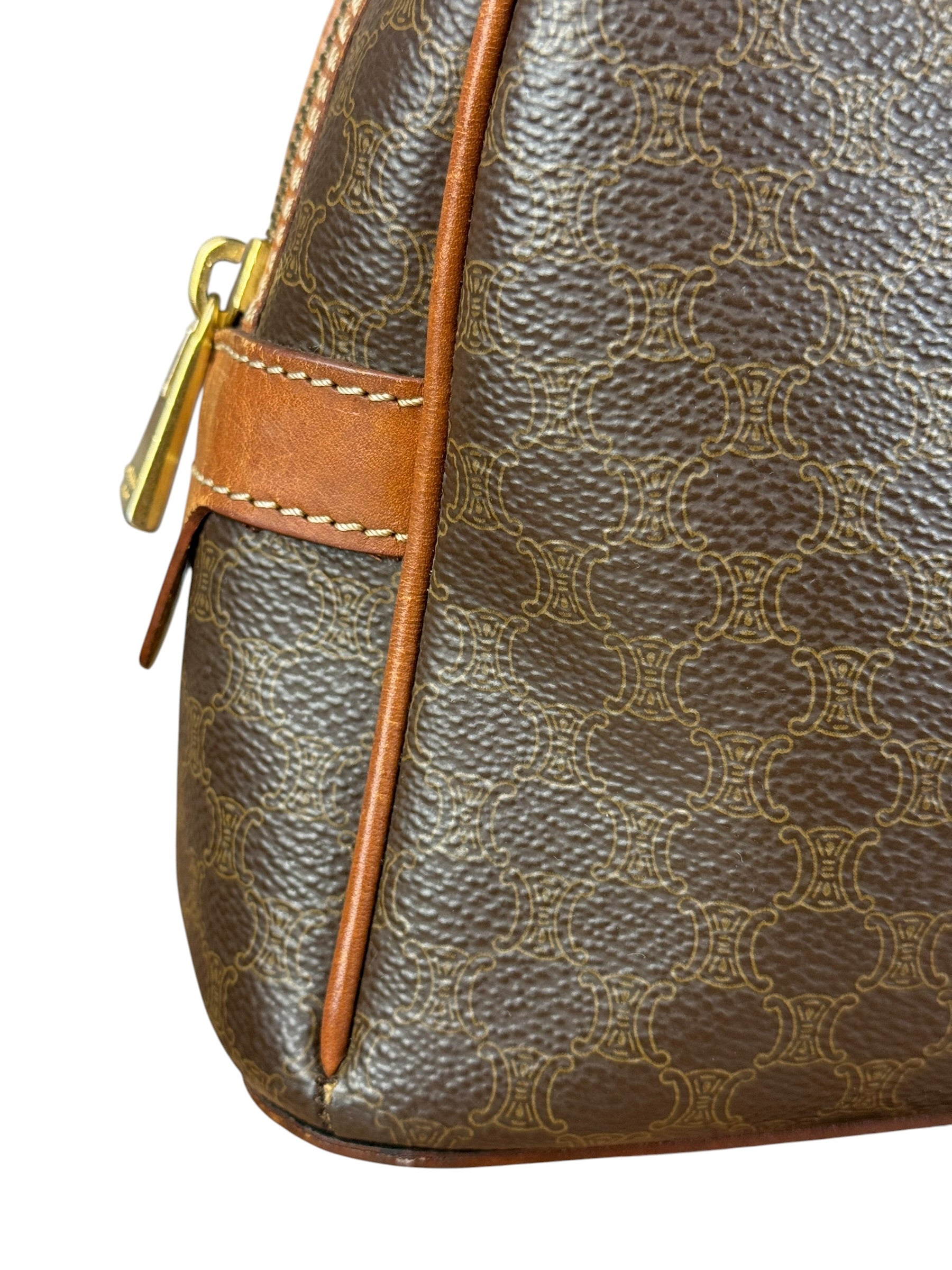 Celine Vintage Leather Macadam Dome Hand Bag