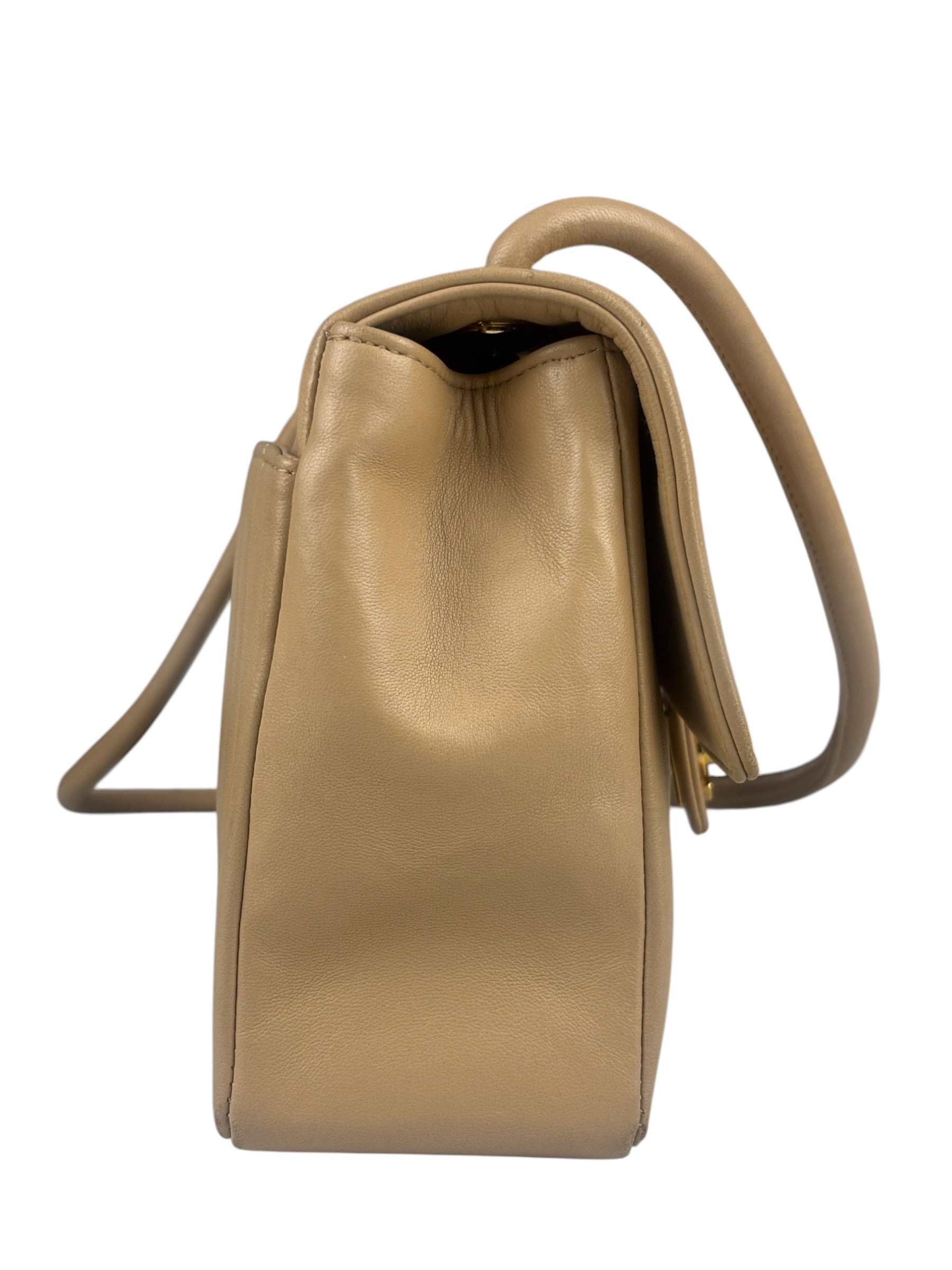 Chanel Vintage Tan Vertical Quilt Flap Shoulder Bag 1989
