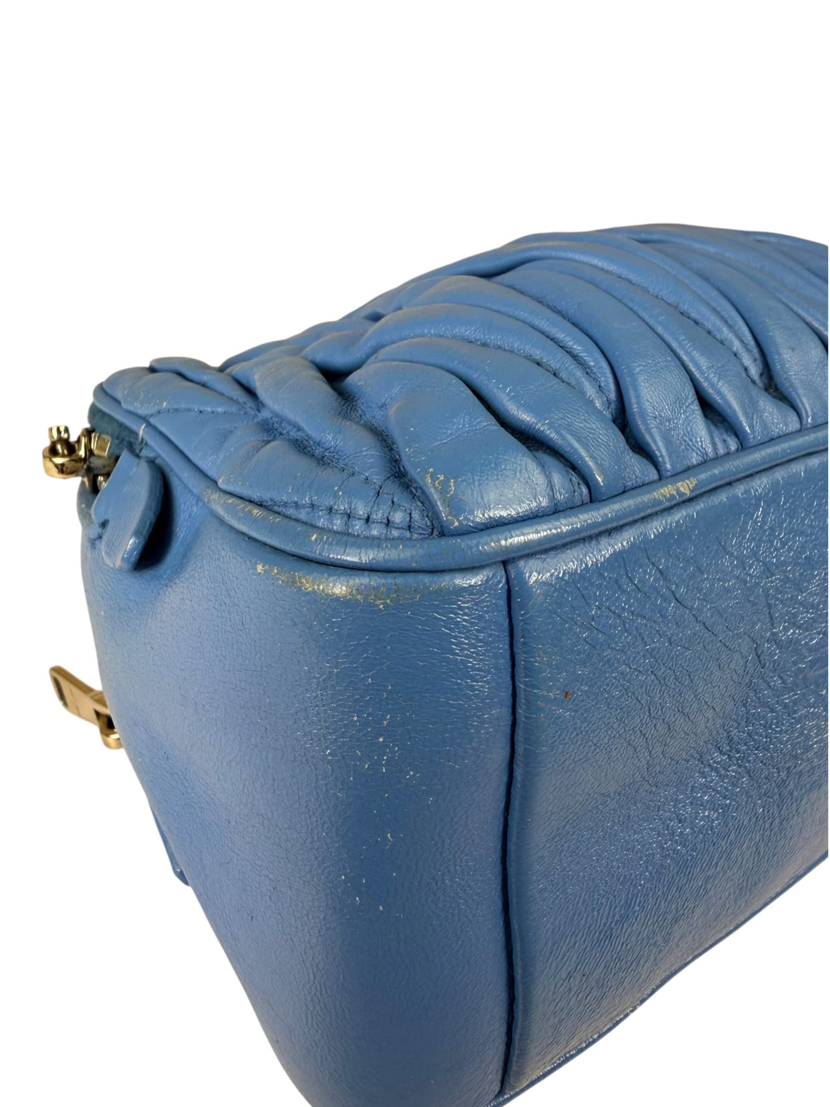 Miu Miu Blue Matelassè Leather Crossbody Bag