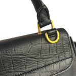 Celine Black Suede/Crocodile Embossed Leather Trapeze Two-Way Bag