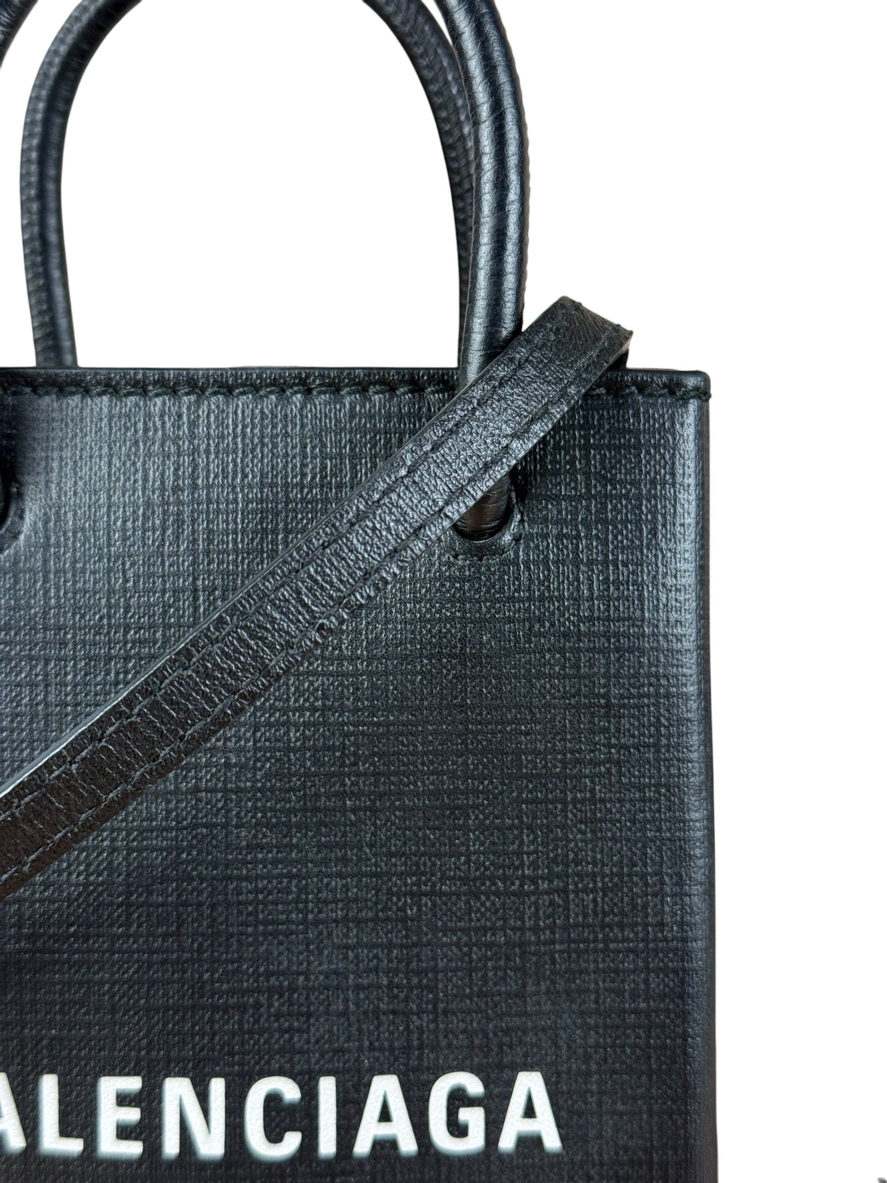 Balenciaga Black Mini Shopping Tote Phone Holder